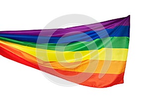 Lgbt flag on white background, pride concept,same sex love, solidarity with homosexuals