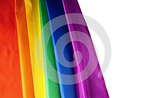 Lgbt flag on white background, pride concept,same sex love, solidarity with homosexuals