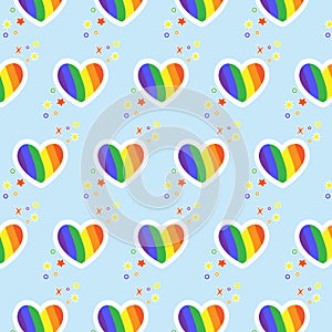 LGBT gay pride flag. LGBT seamless pattern. Rainbow symbol of LGBT community pride. Vector illustration.