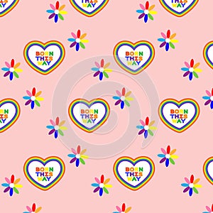 LGBT gay pride flag. LGBT seamless pattern. Rainbow symbol of LGBT community pride. Vector illustration.