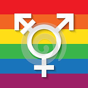 LGBT gender symbol on rainbow color background