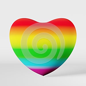LGBT heart rainbow 3D rendering white background. Pride Month Transgender colorful dignity equality. Sexual orientation.