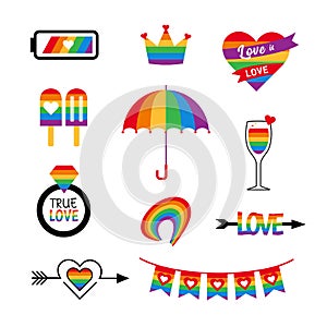 LGBT icon vector set pride flag  rainbow