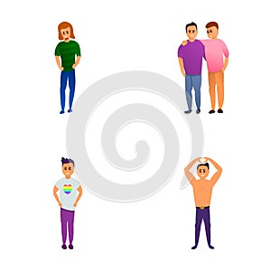 Lgbt icons set cartoon vector. Lgbt community representative