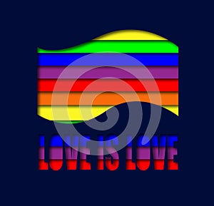 LGBT illustration. Community pride concept. Happy pride day, love is love hand drawn modern lettering quote. Festival