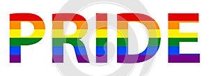 LGBT Lesbian, Gay, Bisexual & Transgender Pride Text In Rainbow Flag.