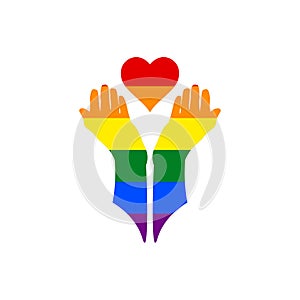 lgbt with love symbol for gay, lesbian, bisexual, transgender, asexual, intersexual and queer relationship, love or sexuality