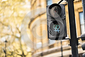 LGBT pedestrian traffic light signals symbolizing equality, diversity and tolerance