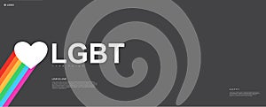 LGBT poster, landing page, cover for web and app. LGBTQ Gay Pride Rainbow Flag Wave Design Element on Dark Background. Happy LGBT