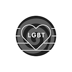 LGBT pride black glyph icon. Lesbian, Gay, Bisexual, Transgender. Rainbow badge and abbreviation concept. Human rights and