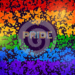 LGBT pride greeting card, gay love celebration, rainbow background, vector illustration photo