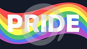 LGBT pride month banner with rainbow text typography