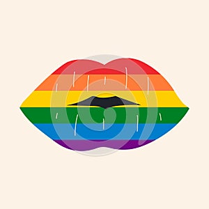 Lgbt pride sign in vector format. Rainbow lips.