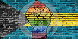 LGBT Protest Fist on a Bahamas Brick Wall Flag