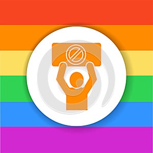 LGBT protest glyph color line icon. No homofobia. photo