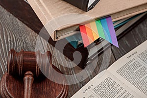 LGBT rainbow bookmark and gavel