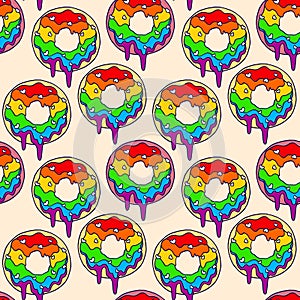 Lgbt rainbow donuts seamless pattern
