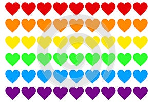 LGBT rainbow flag as heart icons