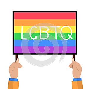 LGBT rainbow Flag. Celebrating gay people rights. Same-sex love. Pride. Vector Illustration