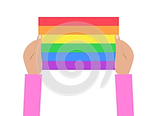 LGBT rainbow Flag. Celebrating gay people rights. Same-sex love. Pride. Vector Illustration