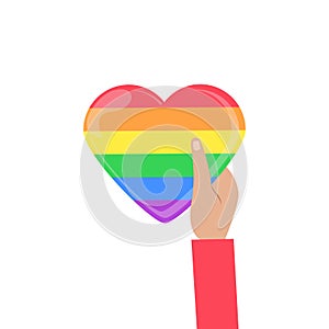 LGBT rainbow heart. Celebrating gay people rights. Same-sex love. Pride. Vector Illustration