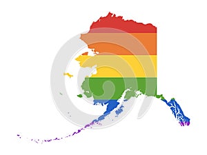 LGBT Rainbow Map of USA State of Alaska