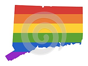 LGBT Rainbow Map of USA State of Connecticut
