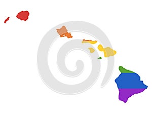 LGBT Rainbow Map of USA State of Hawaii