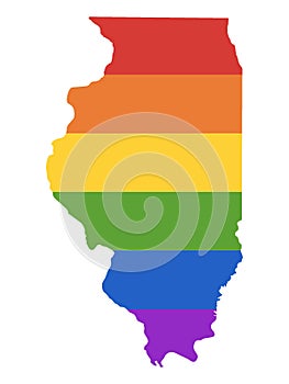 LGBT Rainbow Map of USA State of Illinois