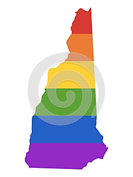 LGBT Rainbow Map of USA State of New Hampshire