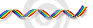 LGBT rainbow ribbon pride symbol. Isolated on a white background