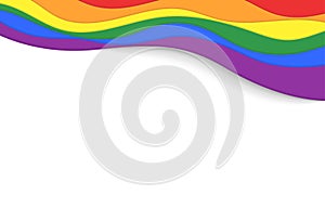 LGBT rainbow wave flag flutter of lesbian, gay vector background banner