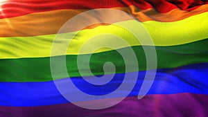 LGBT Rainbow Waving Flag Background with flare