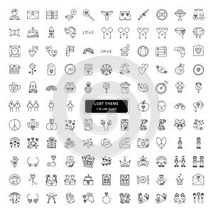 LGBT signs, 118 line vector icons