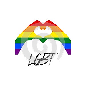 LGBT symbol with hand heart shape vector illustration for gay, lesbian, bisexual, transgender, asexual, intersexual and queer photo