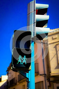 LGBT traffic light in a street