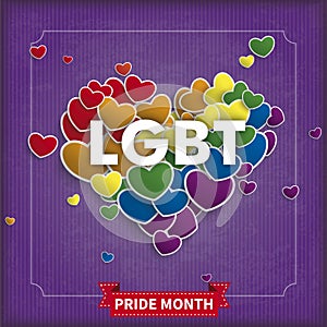 LGBT Vintage Ribbon Rainbow Hearts Splash
