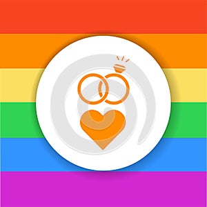 LGBT wedding color glyph icon. Same-sex family.
