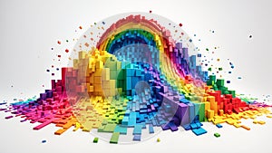 Lgbtiq Rainbow Voxel Texture Splash White Background photo