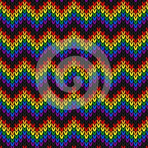 LGBTQ color abstract knitted pattern. Rainbow color seamless pattern. Design for sweater, scarf, comforter or clothes texture