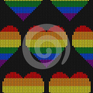 LGBTQ color abstract knitted pattern. Rainbow color seamless pattern. Design for sweater, scarf, comforter or clothes texture