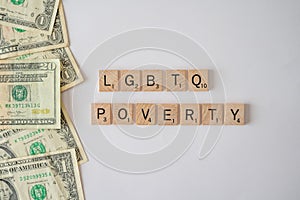 LGBTQ finance concept with in block letters