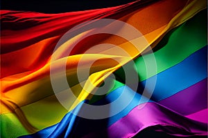 LGBTQ+ flag in a black background. generative AI photo
