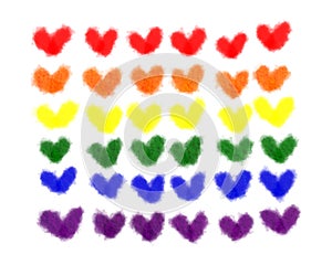 LGBTQ+ heart flag background with clipping path. Pride month with watercolor on white background. Rainbow banner background
