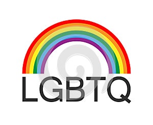 LGBTQ logo with rainbow symbol, vector symbol of LGBT Pride community
