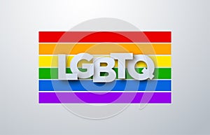 LGBTQ paper sign on rainbow flag background