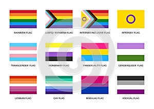 LGBTQ Pride Flags. LGBT community. Sexual identity