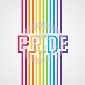 LGBTQ Pride typography text with abstract line vertical vector art design