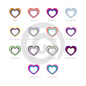 LGBTQ+ pride vector flags set, LGBT symbols