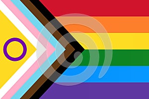 LGBTQ Progress Pride Flag with intersex. Rainbow